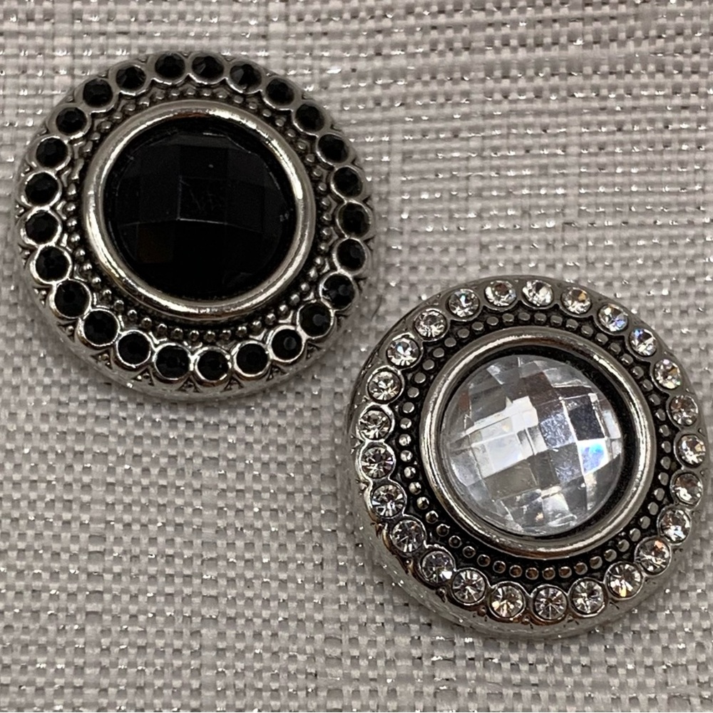 💗BLACK & CLEAR - Ginger Snaps & Co. Snap Button Charms - Set of 2